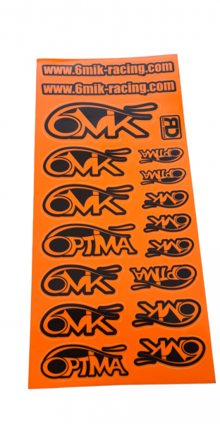 6MIK official stickers Orange Fluo & Black - 200x250mm