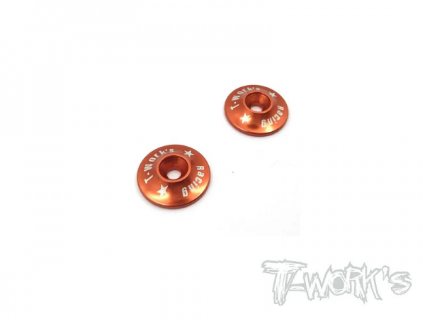 T-Works Alu 1/8 Heckflügel Unterlegscheiben - Orange (2 Stück)
