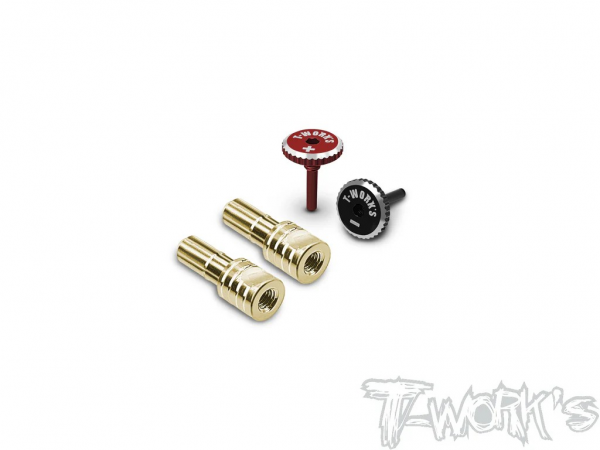 T-Works 4mm Goldstecker mit Alum. Quick Lock Griffstücken (- schwarz / + rot) (2 Stück)