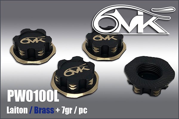6MIK Brass 1/8 Wheel Nut Black & Gold (4 pcs)