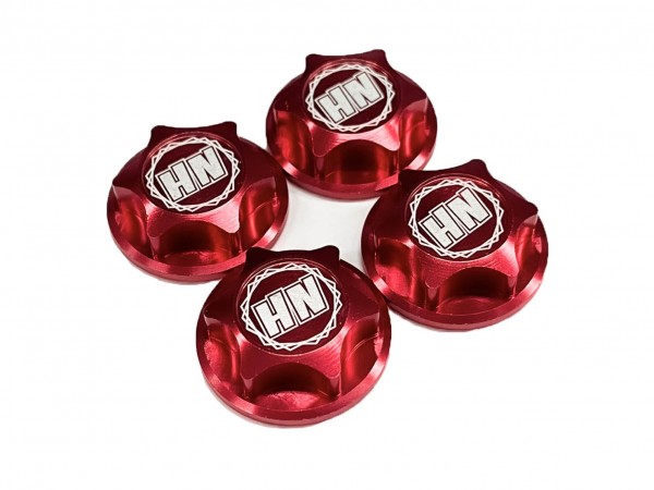 Covered Serrated Wheel Nuts (P1.25) Red (4 pcs)