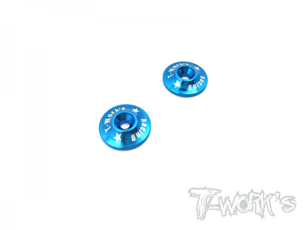 T-Works Alu 1/8 Heckflügel Unterlegscheiben - Tamiya Blau (2 Stück)