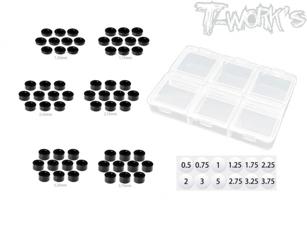 T-Works Alu 3 x 5,9mm Scheiben Set (Schwarz) (60 Stück)