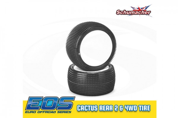 Schumacher - Cactus - 2/4WD Heckreifen Komplettrad Verklebt - Gelb - (2 Stück)