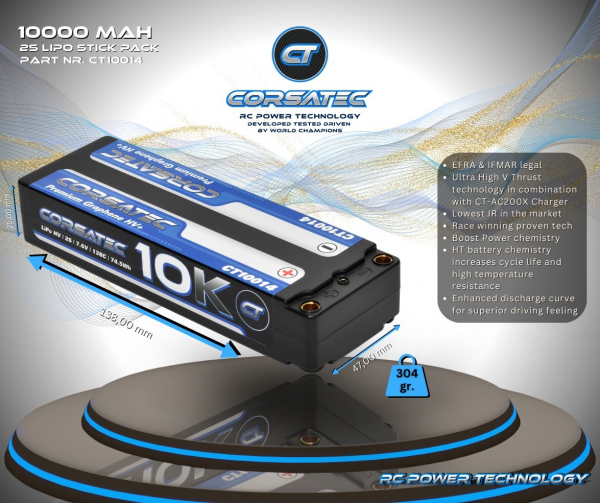 Corsatec - SM Line HV+ Lipo stick - 2S - 304g - 10000mah