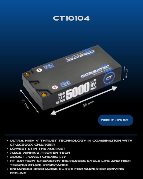 Corsatec - SM Line HV Lipo shorty LCG - 2s - 175gr - 5000mah