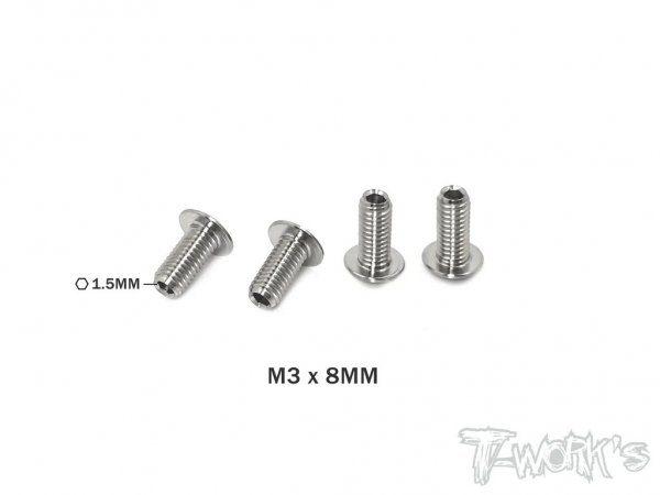 T-Works Titan Madenschrauben zur Ausfederwegsbegrenzung - M3x8mm (4 Stück)