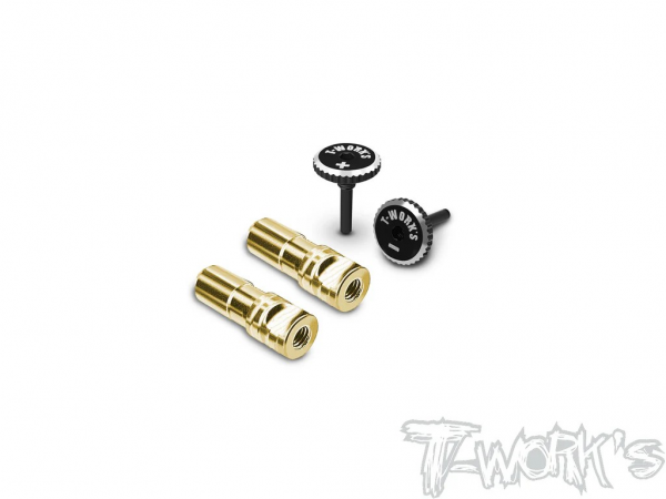 T-Works 5mm Goldstecker mit Alum. Quick Lock Griffstücken (- schwarz / + schwarz) (2 Stück)