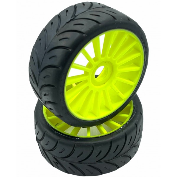 SP 1/8 GT Rain Tyre - Yellow Rim (2 pcs)