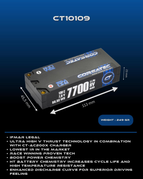 Corsatec - SM Line HV Lipo Mid-shorty - 2S - 249g - 7700mah
