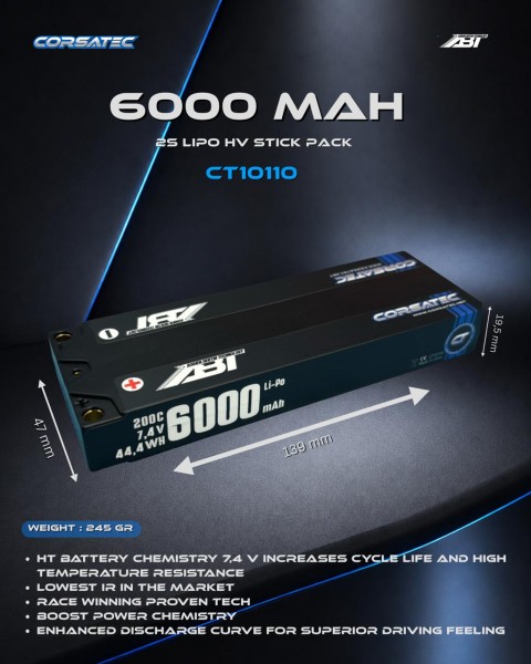 Corsatec - ABT Line HP Lipo Stick LCG - 2s - 245g - 6000mah (Efra approved)