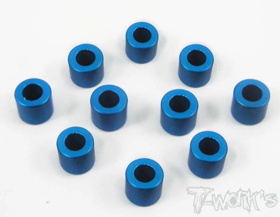 T-Works Alu 3 x 5.7 x 5.0mm Bore Washer -Tamiya BLAU- (10 Stück)
