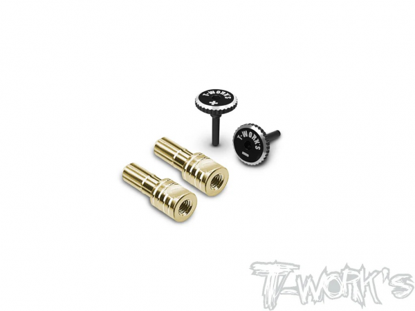 T-Works 4mm Goldstecker mit Alum. Quick Lock Griffstücken (- schwarz / + schwarz) (2 Stück)