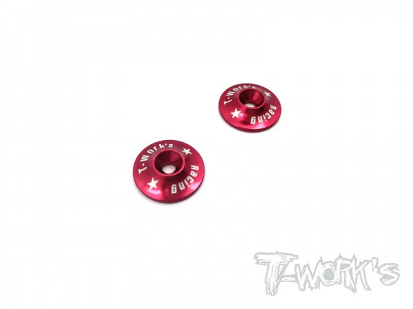 T-Works Alu 1/8 Heckflügel Unterlegscheiben - Rot (2 Stück)