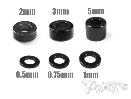 T-Works Alu 3 x 5.7mm Bore Washer Set -SCHWARZ- (24 Stück)