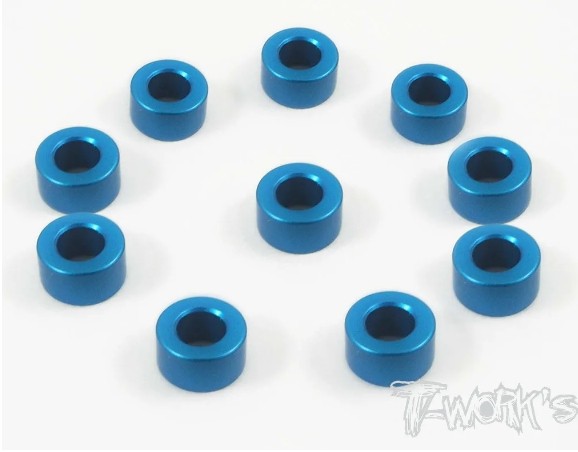 T-Works Alu 3 x 5.7 x 3.0mm Bore Washer -Tamiya BLAU- (10 Stück)