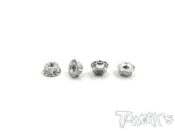 T-Works M4 Alu Radmuttern - geriffelt - SILBER (4 Stück)