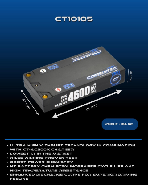 Corsatec - SM Line HV Lipo shorty LCG - 2s - 164g - 4600mah