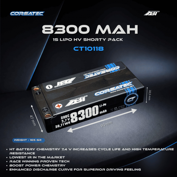 Corsatec - ABT Line HP Shorty Lipo - 1S - 165g - 8300mah - (für Stock) (Efra approved)