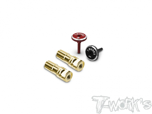 T-Works 5mm Goldstecker mit Alum. Quick Lock Griffstücken (- schwarz / + rot) (2 Stück)