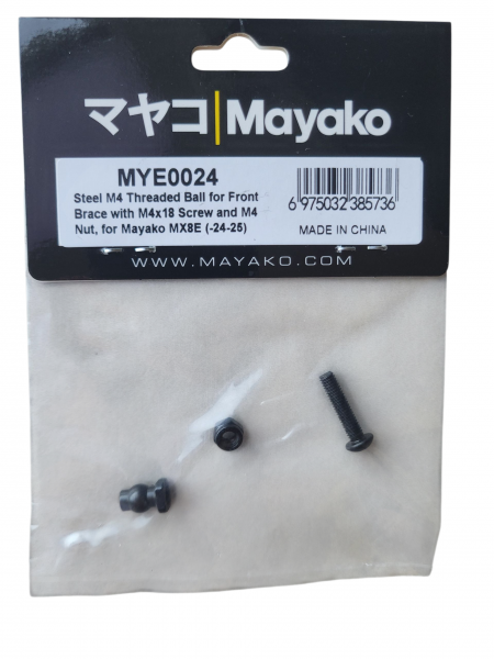 Mayako - Steel M4 Threaded Ball for Front Brace with M4x18 Screw and M4 Nut, for Mayako MX8E