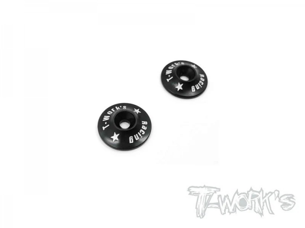 T-Works Alu 1/8 Heckflügel Unterlegscheiben - Schwarz (2 Stück)