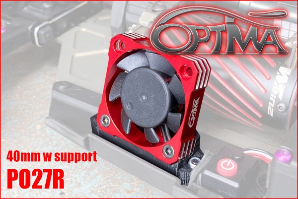 Universal motor fan - 40 mm - Red with support