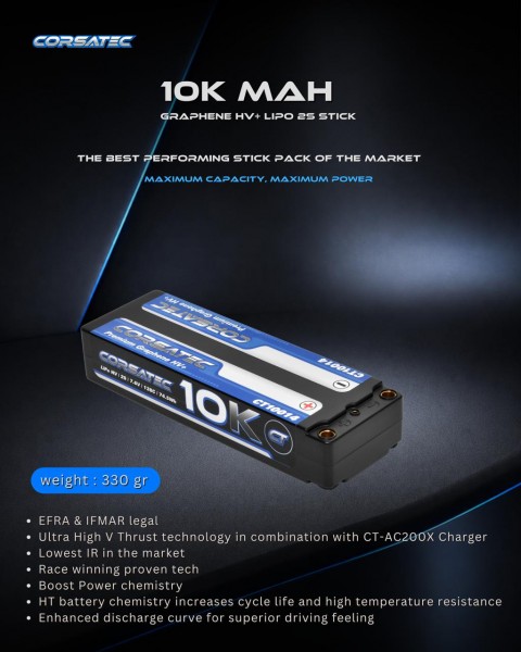 Corsatec - SM Line HV+ Lipo stick - 2S - 330g - 10000mah