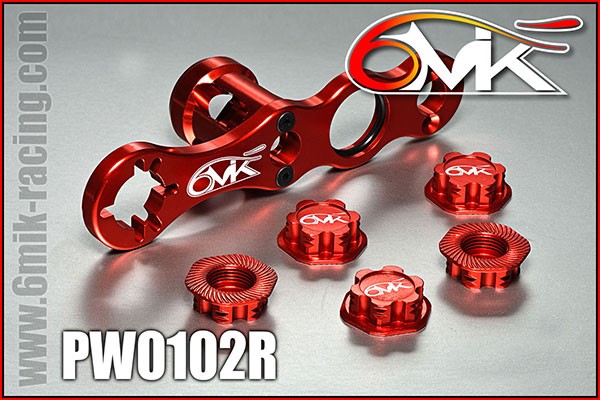 6MIK wheel tool + 5 wheel nuts - Red