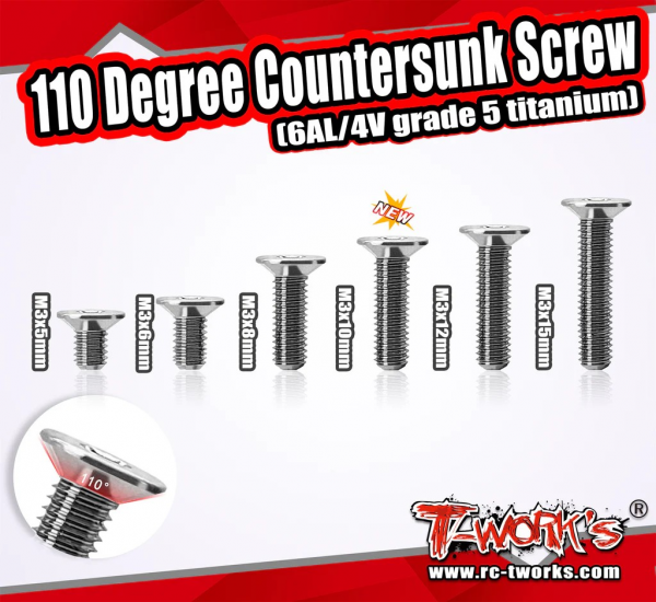 T-Works Titan 110° Senkkopfschraube - M3x15mm (8 Stück)