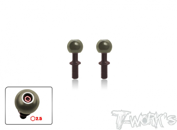T-Works Alum. Pillow Ball With Steel Shaft - für MUGEN MBX8R (2 Stück)